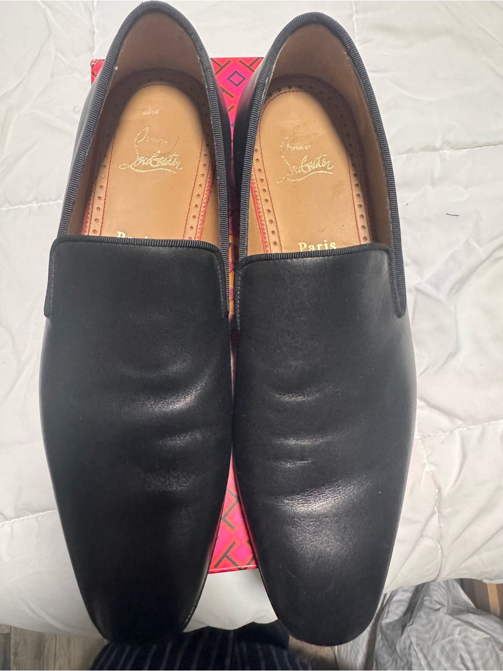 Christian Louboutin Black Men's Leather Slip-On Loafers
